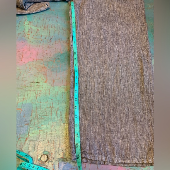 FLAX NWT LINEN PANTS FLOOD CROP SZ MED LANTERN TAPERED BLACK CROSS-DYE LAGENLOOK - Picture 6 of 9